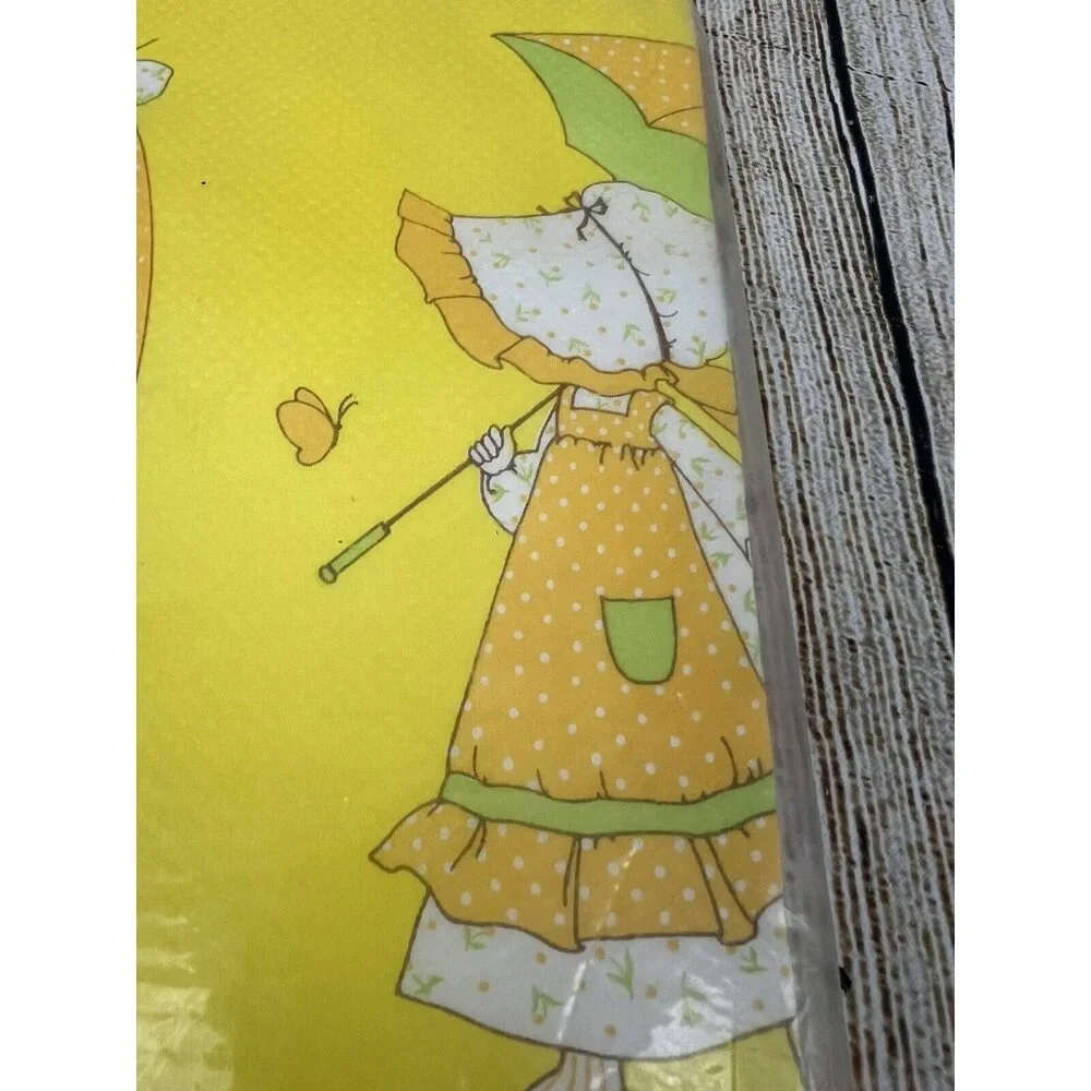 Vtg 70s Holly Hobbie American Greetings Paper Tablecloth Table Cover‎ 54x96 NOS